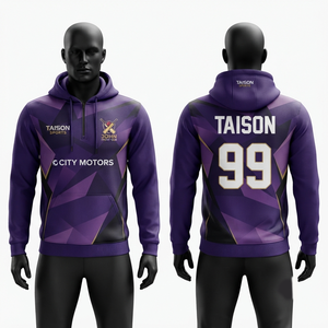Sudadera con Capucha Personalizada de Béisbol para Entrenamiento, con Bolsillo, 180 GSM, Poliéster/Rayón Interlock, Paneles Laterales Negros/Grises, Sublimación - Product Image 3