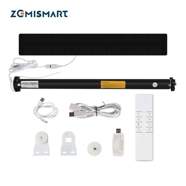 Zemismart RF điện con lăn màn trập động cơ có thể sạc lại cho 37 mét ống làm việc với tuya panel năng lượng mặt trời Alexa Google nhà rèm động cơ