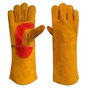 Guantes de palma de cuero de vaca reforzado para soldadura industrial y seguridad, con forro de algodón para soldadores y operarios de tuberías. - Product Image 1