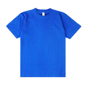 เสื้อยืดคอกลมแขนสั้นสีน้ำเงินรอยัลสำหรับผู้ชาย ทรงโอเวอร์ไซส์ สไตล์ลำลอง สีพื้น ผ้าเจอร์ซีย์ 100% ผ้าฝ้ายถัก พิมพ์ลายซิลค์สกรีน - Product Image 1