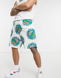 Shorts de bain imprimés pour hommes avec logo, taille mi-haute, cordon de serrage, style décontracté, en coton blanc - Product Image 2