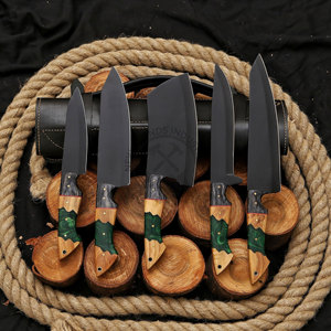 New Wholesale Rare Hand Forged J2 Stainless Steel Powder Coated Chef <b>Knife</b> Dining Kitchen <b>Knives</b> <b>Set</b> w/ Resin wood Handle - Product Image 1