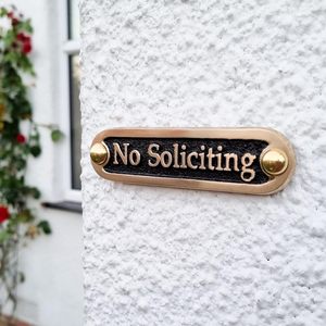 No Soliciting Brass Door Sign Vintage Engraved Door Plaque for Home Office Front Door <b>Wall</b> Decor - Product Image 5