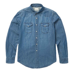 High Quality Long Sleeve Mens Western <b>Cowboy</b> Shirt Custom Logo Horn Button Plaid Cotton Denim <b>Top</b> - Product Image 6