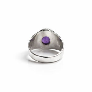 แหวนเงินแท้ 925 ประดับพลอยอเมทิสต์สีม่วง แหวนสวยงามสำหรับขายส่ง แหวนทำมือแบบหนา - Product Image 3