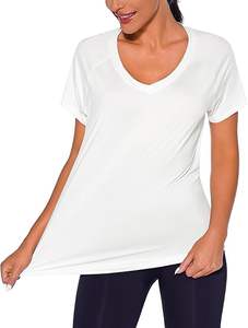 T-shirt de sport pour femmes, manches courtes, col en V, t-shirts de yoga, hauts à séchage rapide, pour la course à pied, le fitness, le Pilates - Product Image 4