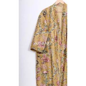 Kimono court matelassé Kantha indien pour femme, style vintage, fait main, en coton, idéal pour les festivals et l'été – Vente en gros fabricant - Product Image 3