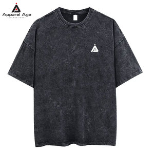 เสื้อยืดพิมพ์ลายโลโก้แบบกำหนดเองขายส่งสำหรับผู้ชาย แขนสั้น สวมใส่สบาย ผ้าฝ้าย 100% ทรงหลวม เสื้อยืดแบบย้อมสีเอซิด - Product Image 1