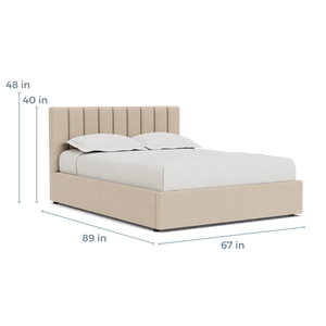Cama Flotante Moderna al por Mayor |   Cabecera Tapizada para Cama con Estructura de Madera de Nogal - Product Image 6