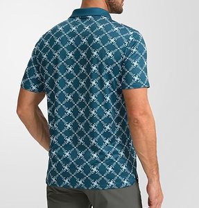 Polo à manches courtes pour homme, motif géométrique bleu, tissu respirant, style golf - Product Image 2