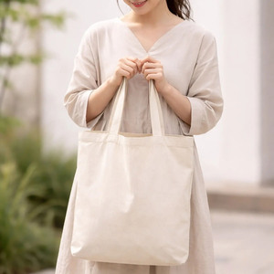 Sac fourre-tout en toile de coton naturel non blanchi |   Sac fourre-tout écologique avec logo personnalisé |   Vente en gros, Fabriqué en Thaïlande - Product Image 1