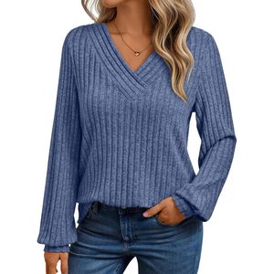 2025 2025 femmes automne à manches longues col en v tunique chandails décontracté affaires habillé hiver hauts mode Blouses - Product Image 4