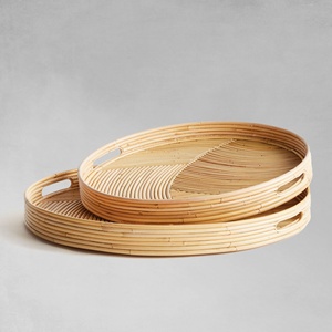 Kitchen bathroom organiser serving <b>trays</b> for dining & decor sustainable rattan <b>storage</b> <b>tray</b> - Product Image 3