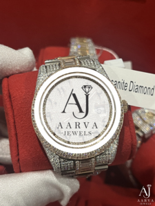AARVA JEWELS นาฬิกาผู้หญิงหรูหรา โมอิสซาไนต์ กลไกมิโยตะตัวเรือนทองเหลือง สายสแตนเลส 40 มม. อะนาล็อกควอตซ์ - Product Image 4