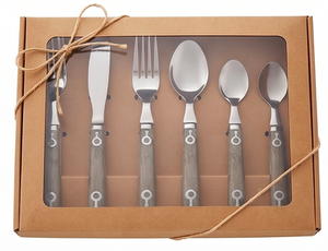 Ensemble de couverts de qualité supérieure en acier inoxydable avec manche en bois élégant, parfait pour la cuisine, les mariages, les fêtes et les hôtels - Product Image 5