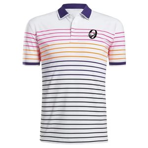 Polo Sublimado a Rayas Blancas y Rosas para Hombre, Camiseta Deportiva de Manga Corta, Ropa de Golf Elegante para Prácticas Deportivas y Uso Casual - Product Image 1