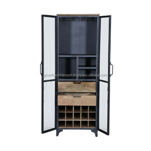 Meuble de bar moderne en bois massif à 4 tiroirs avec rangement pour la maison et l'hôtel, meuble de salon fait main Rajasthan GWE248 - Product Image 4