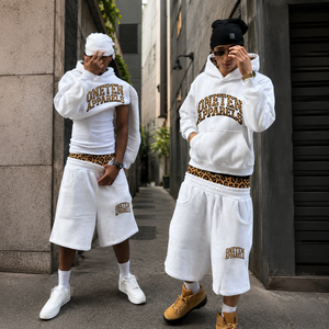 Short décontracté pour homme en coton 100% French Terry sans couture, avec ceinture imprimée léopard et broderie blanche sur le devant, collection été ONETEN - Product Image 5