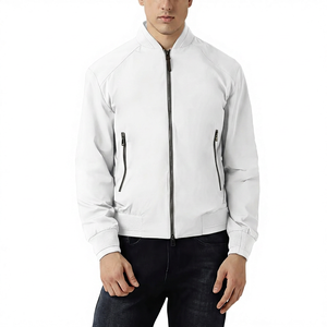 <b>Men's</b> Solid Color <b>Jacket</b> Polyester Windproof Stand Collar Zipper Closure Casual Autumn Wear - Product Image 2