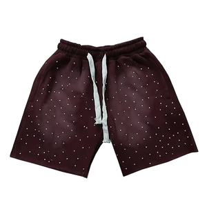 Pantalones Cortos Personalizados Transpirables 100% Algodón de Cintura Media con Cordón para Hombre, Decoraciones de Cristales de Imitación, Ropa para Festivales de Baile y Clubes, ODM - Product Image 4
