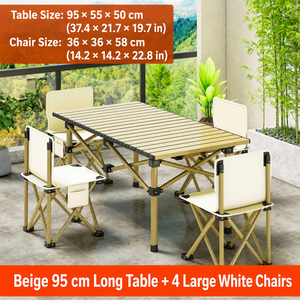 <b>Foldable</b> Camping <b>Table</b> Set with 6 Chairs Aluminum Outdoor Furniture Portable Picnic BBQ Dining Set Black - Product Image 4