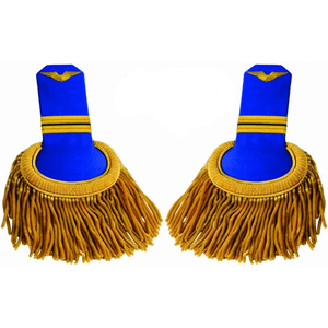 Épaulettes dorées Hamza de haute qualité, faites à la main, écologiques, en fil de métal, avec franges jaunes pour fanfare - Product Image 1