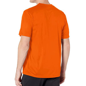 T-shirt à manches courtes pour homme, orange, 100% polyester, séchage rapide, coupe classique, vêtements décontractés, col rond, couleur unie, jersey tricoté, décontracté - Product Image 2