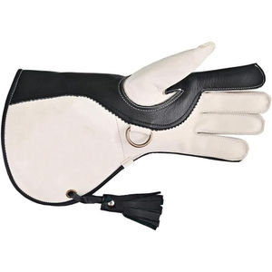 Guantes de Cetrería de Cuero Negro con Diseño de Borlas Blancas, Duraderos, para Todas las Estaciones, Venta al Por Mayor | - Product Image 1