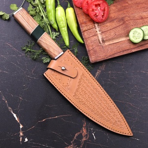 Cuchillo de Chef Damasco Hecho a Mano Estilo Japonés con Mango de Madera Personalizable Acabado Satinado Ambidiestro Cuchillo de Cocina de Carbono de 8-9.9 Pulgadas - Product Image 4