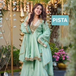 New Designer Chinon Kurti Set with Soft Fabric & Stylish Plazzo - Product Image 1