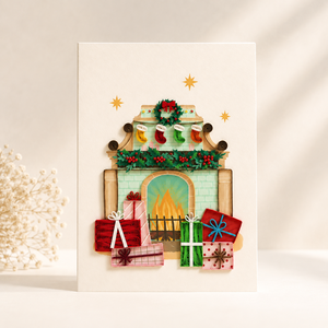 Tarjeta de Navidad de Lujo Hecha a Mano con Diseño de Chimenea, Papel de Alta Calidad, Impresión Digital, OEM/ODM, Venta al Por Mayor - Product Image 4