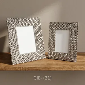 Rectangular Agate Quartz Photo <b>Frame</b> with Textured Beaded Design Tarnish Resistant Tabletop Display for Home Office Decor - Product Image 4