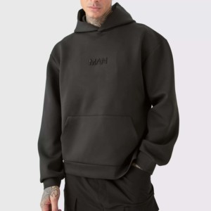 Men's Hooded Sweatshirt Oversized Fit Embossed Logo Front Pocket Casual Winter Wear for <b>Boys</b> Digital Printing Fleece 100% Cotton - Product Image 1