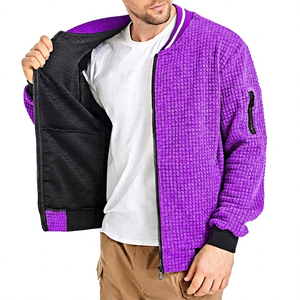 Veste polaire grise pour homme avec fermeture éclair, col montant décontracté, coupe régulière, logo frontal, respirante, coupe-vent, pour l'automne - Product Image 6