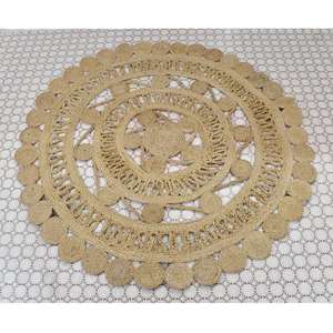 Estante de Pared Decorativo Grande de Yute Natural con Flecos y Borlas, Diseño Art Deco, Patrón Vertical para Decoración de Interiores de Estilo Rústico - Product Image 3