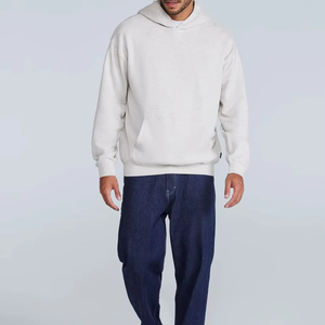Sudadera con Capucha Blanca Lisa para Hombre, Corte Regular, 100% Algodón Felpa, Ecológica, Informal, con Bolsillo Delantero, para Otoño - Product Image 5