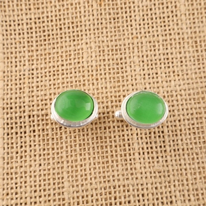 New Arrival 2026 Designer Handmade Green Cat's Eye Gemstone Work Designer Cuff Links Set In 925 Sterling <b>Silver</b> Jewellery - Product Image 1