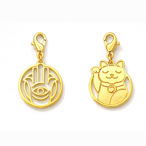 Breloques personnalisées en métal avec logo, chat porte-bonheur et griffe de homard pour la création de bijoux - Product Image 2