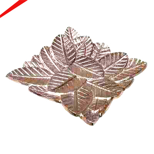 Plateau et plateau de service écologiques en métal poli à motif de feuilles pour noix, snacks et bonbons pour les fêtes - Product Image 1