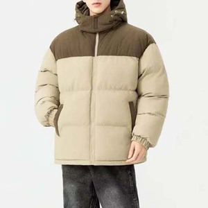 Blouson d'hiver matelassé à capuche, manches longues, imperméable, coupe-vent, logo avant en toile, polyester enduit, style urbain 2026 - Product Image 4