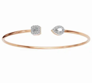 Serenite Duo Radiant and Pear Diamond Kada Bracelet 9kt 14kt 18kt Yellow <b>Rose</b> White <b>Gold</b> 0.641 Carat 35 Natural Diamonds Jewelry - Product Image 6