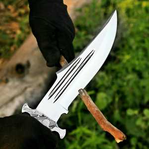 Couteau de chasse à lame fixe 8 Drop Point en acier au carbone avec manche en cuir, couteau Bowie à bord droit pour survie en extérieur OEM ODM - Product Image 3