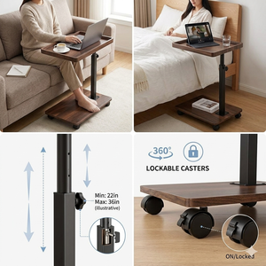 <span class=keywords><strong>Table</strong></span> de canapé moderne en forme de C, réglable en hauteur, pivotante à 360°, avec roulettes, pour petits espaces, chambre à coucher - Product Image 4