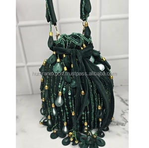 Embroidered Beaded Half Moon Clutch Bag Women Bridal Evening Party Fashion Handmade Custom Colors Wholesale Supplier INDIA - Product Image 1
