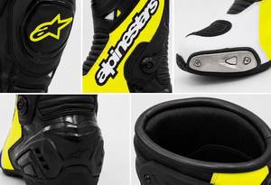 Botas de moto, tobilleras, negras, amarillas, blancas, con cierre de cremallera, transpirables, resistentes a la abrasión, para todas las estaciones, parte superior de cuero genuino - Product Image 3