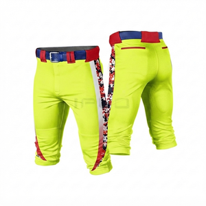 Pantalon de baseball jaune fluo pour homme, imprimé par transfert thermique, 100 % polyester, tissu mesh, évacuation de l'humidité, séchage rapide, vêtements de sport - Product Image 1