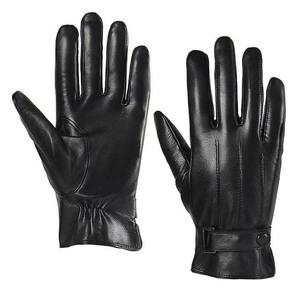 Leather <b>Gloves</b> Wrist Length Thermal Winter Warmth Plain Style Daily Use Unlined Black - Product Image 1