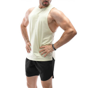2026 Gym Spandex Vest <b>Men</b> Casual Wear Fashion Vintage Seamless Tank Top Activewear O Neck Streetwear Cut Off Side <b>Singlet</b> - Product Image 5