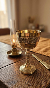 Brass <b>Wine</b> <b>Goblet</b> Glass Vintage Engraved Chalice Decorative Metal Drinking Cup polished finish - Product Image 2
