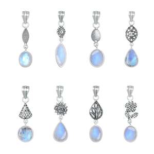 Beat Quality Rainbow Moonstone Stone 925 Sterling Silver Pendant Gemstone Silver Handmade Ethnic Style Pendant <b>Necklace</b> - Product Image 3